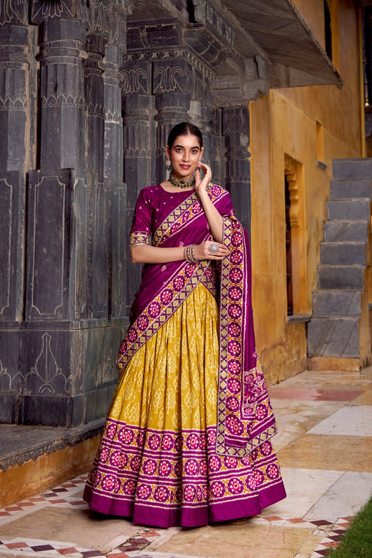 GOLD IKKAT PRINT LEHENGA PREORDER SPECIAL