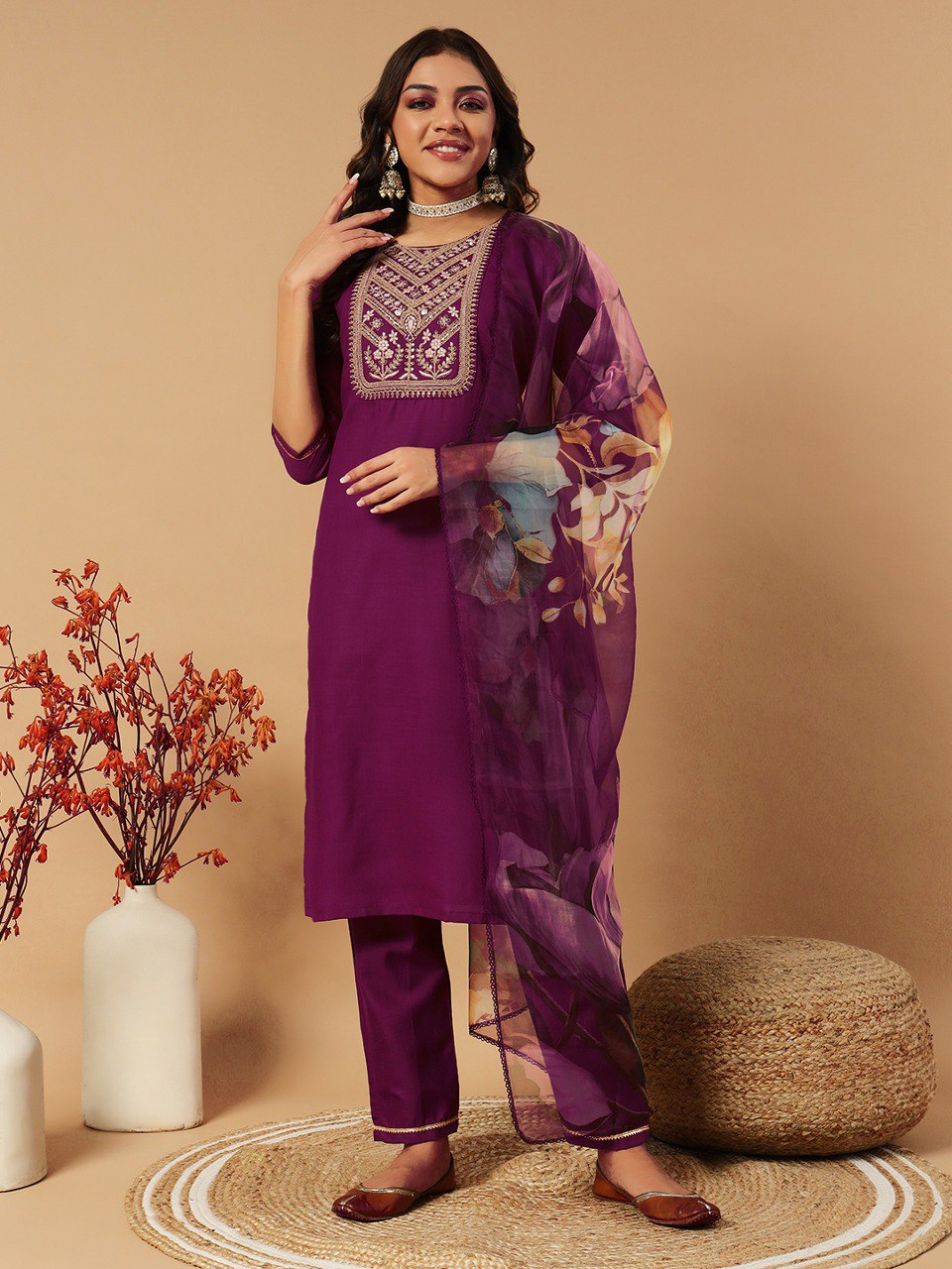 Fully Stitched Ethnic Set with Dupatta