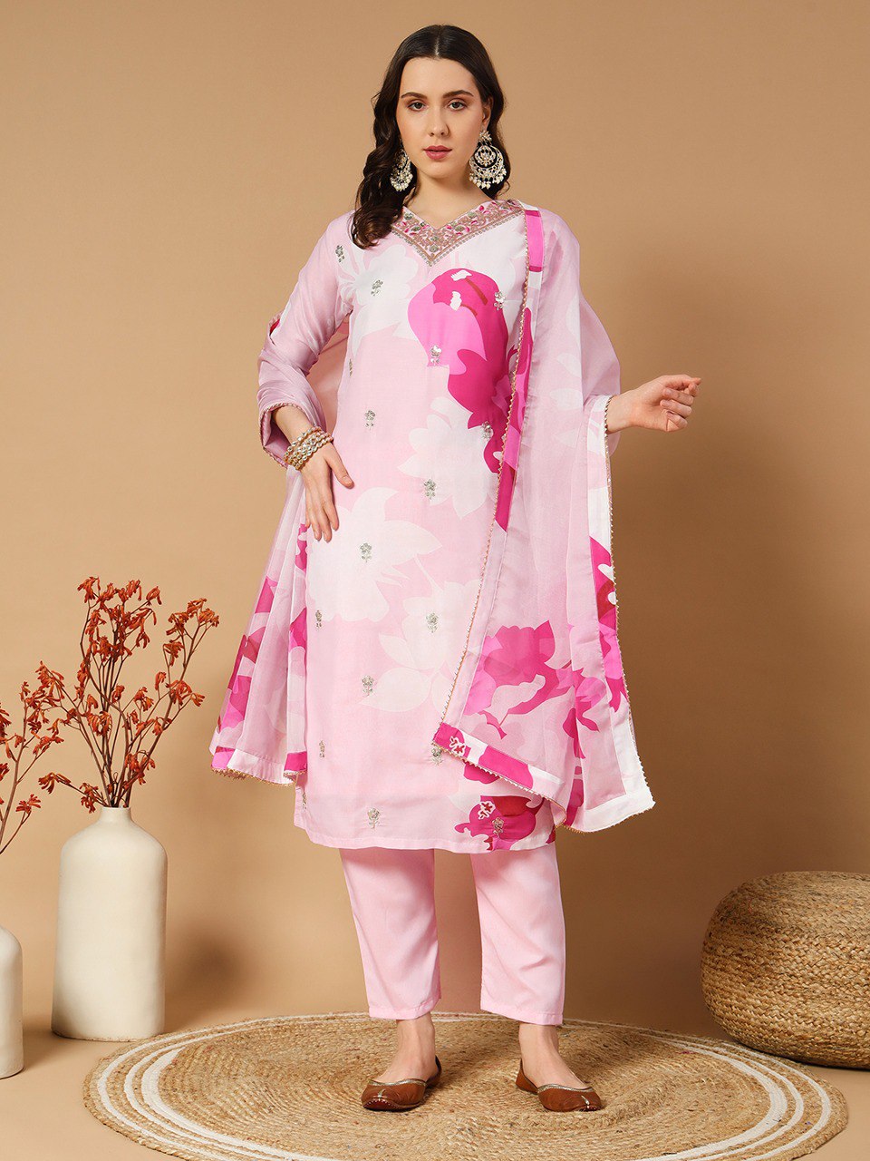 Muslin with Digital Print Kurta Pant Dupatta Set