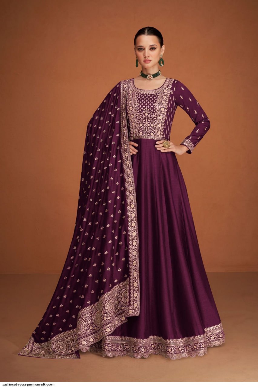 Semi Stitched Ashirwad eavy Vichitra with Siqwans and Embroidery Work