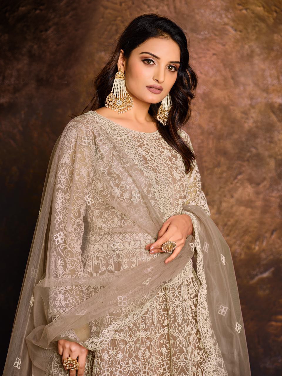 Vani Net with Coding Embroidery Unstitched Suits