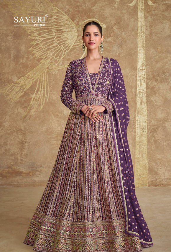 Sayuri Royal Georgette with Zari and Thread Embroidery Work plus Sequence Work