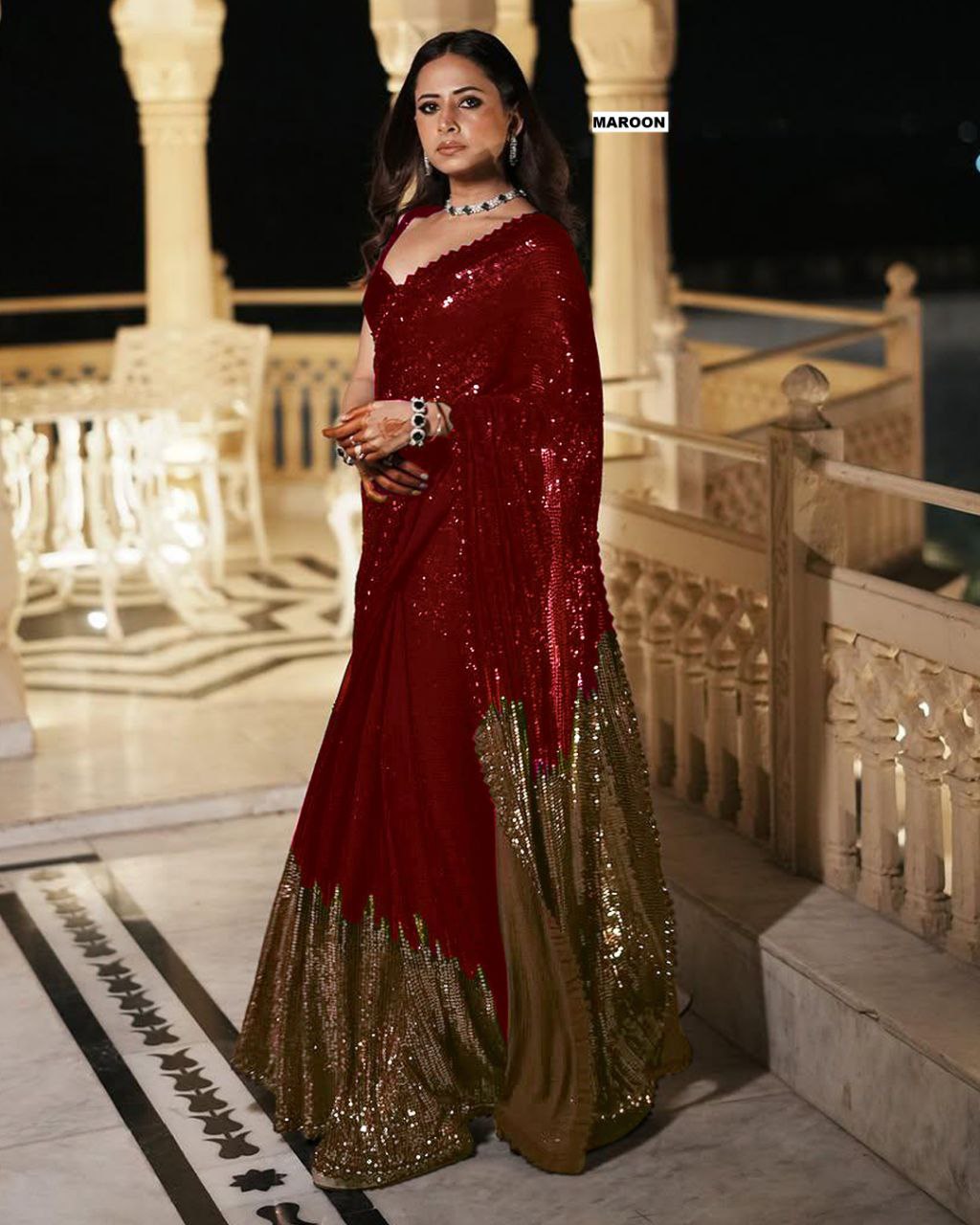 Sargun Mehta Saree of Heavy Quality 60 Gram Georgette