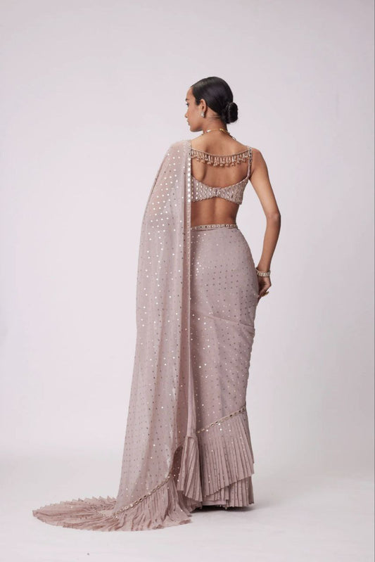 Bollywood Superhit Design Sequins Crush Pleated Saree