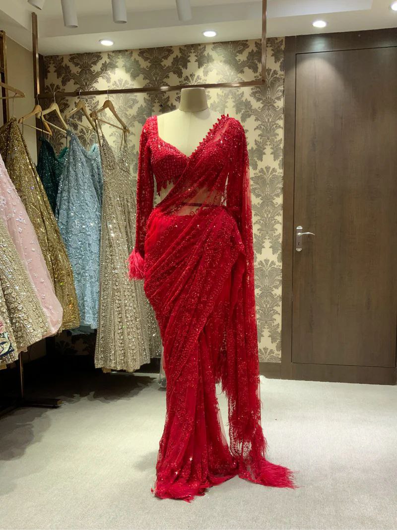 Trending Bollywood Blockbuster Sequins Design Heavy Butterfly Net