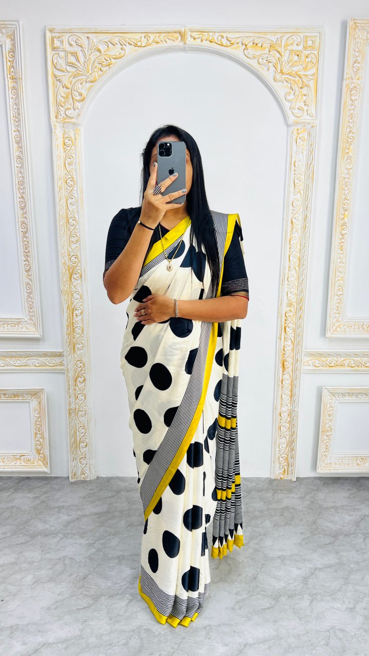 White Color Semi Gajji Silk Soft and Smooth Saree
