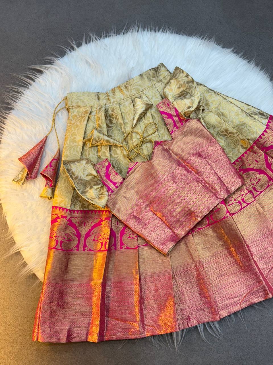 Designer Jacquard Weaving Kids Lehenga Choli