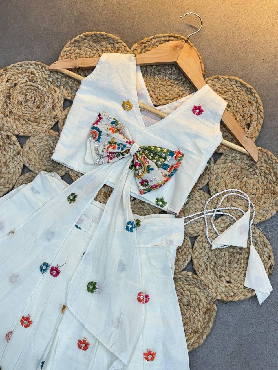 Kids Kora Cotton Lehenga Choli with Butterfly Back Design