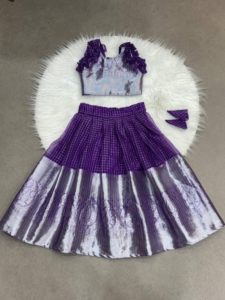 Kids Organza Zari Lehenga Choli