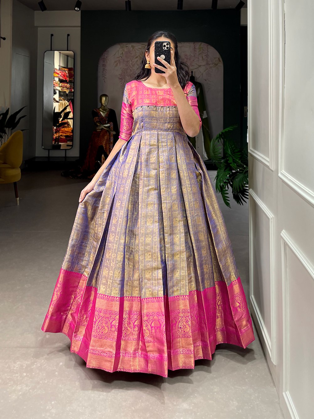 Festive Kanjivaram Zari Weaving Gown