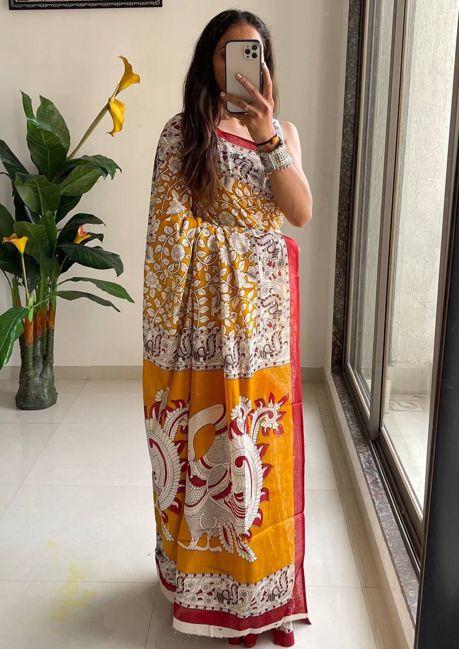 Kalamkari Print Mul Cotton Saree Collection
