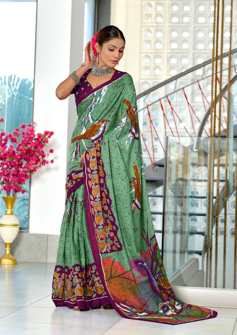 Heritage Hand Print Mulmul Cotton Sarees