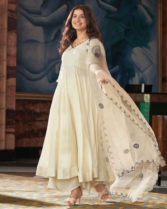Bollywood Inspired White Anarkali by Rasha Tandani
