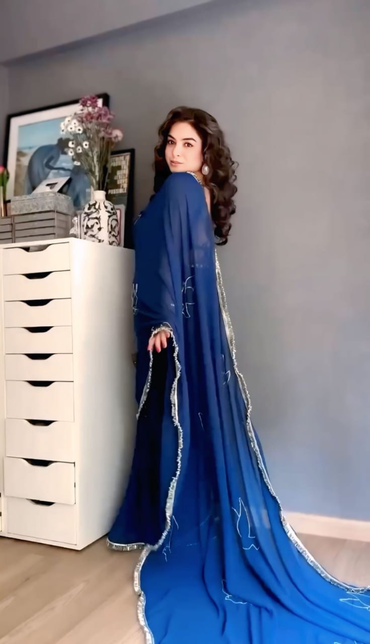 Soft N Blue Georgette Silk Ready To Wear Saree