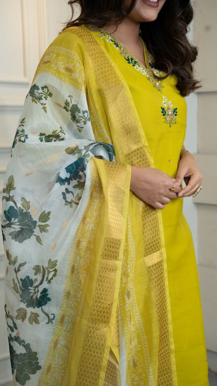 Roman Silk Hand Work Full Cotton Inner Suit