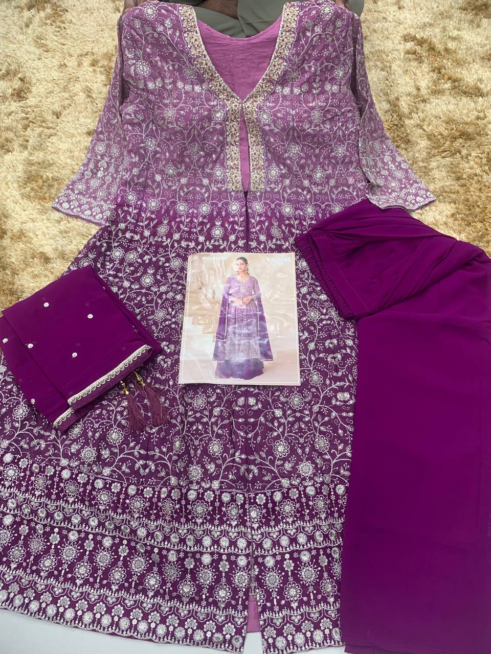 Georgette Zari & Thread Embroidery + Sequence Work Suit