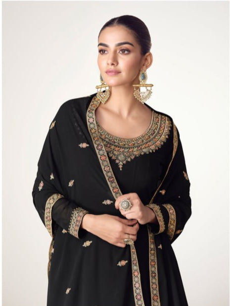 Georgette + Embroidery Work Gown