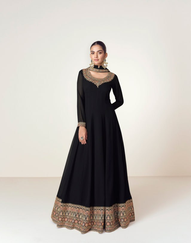Georgette + Embroidery Work Gown