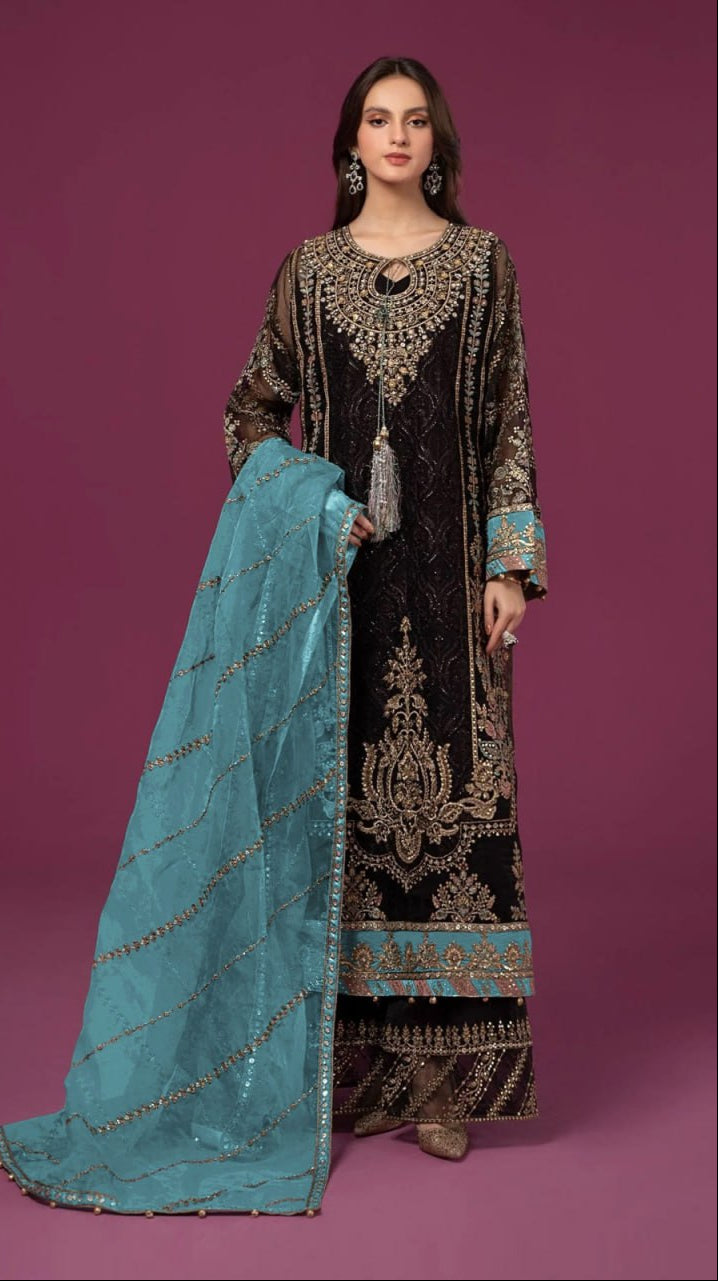 Fox Georgette With Embroidery Sequence Work With Latkan Suit