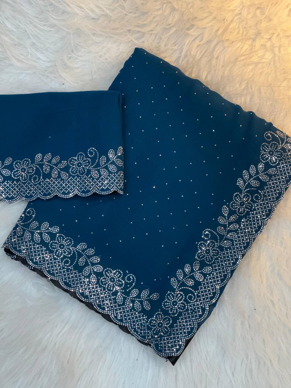 GEORGETTE FABRIC WITH STON WORK SAREE