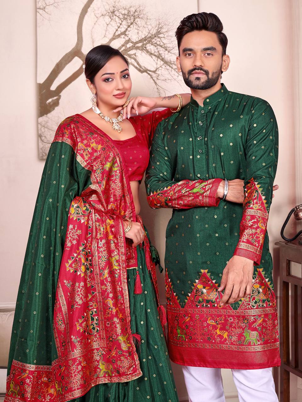 COUPLE COMBO KURTA WITH LEHENGA