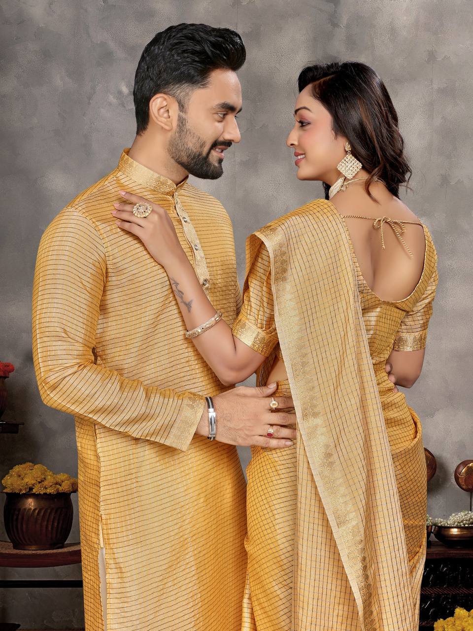 COUPLE COMBO KURTA WITH SAREE
