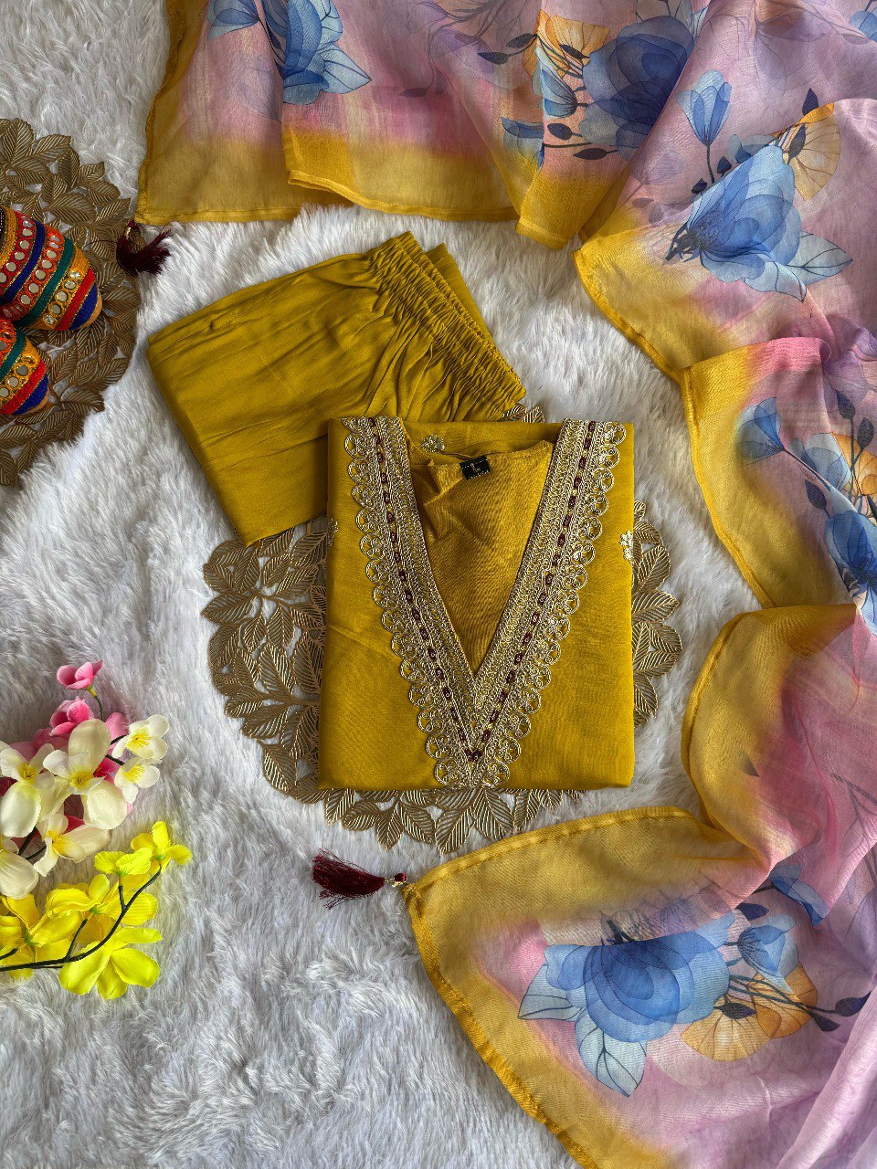 Fully Stitched Ethnic Set with Dupatta