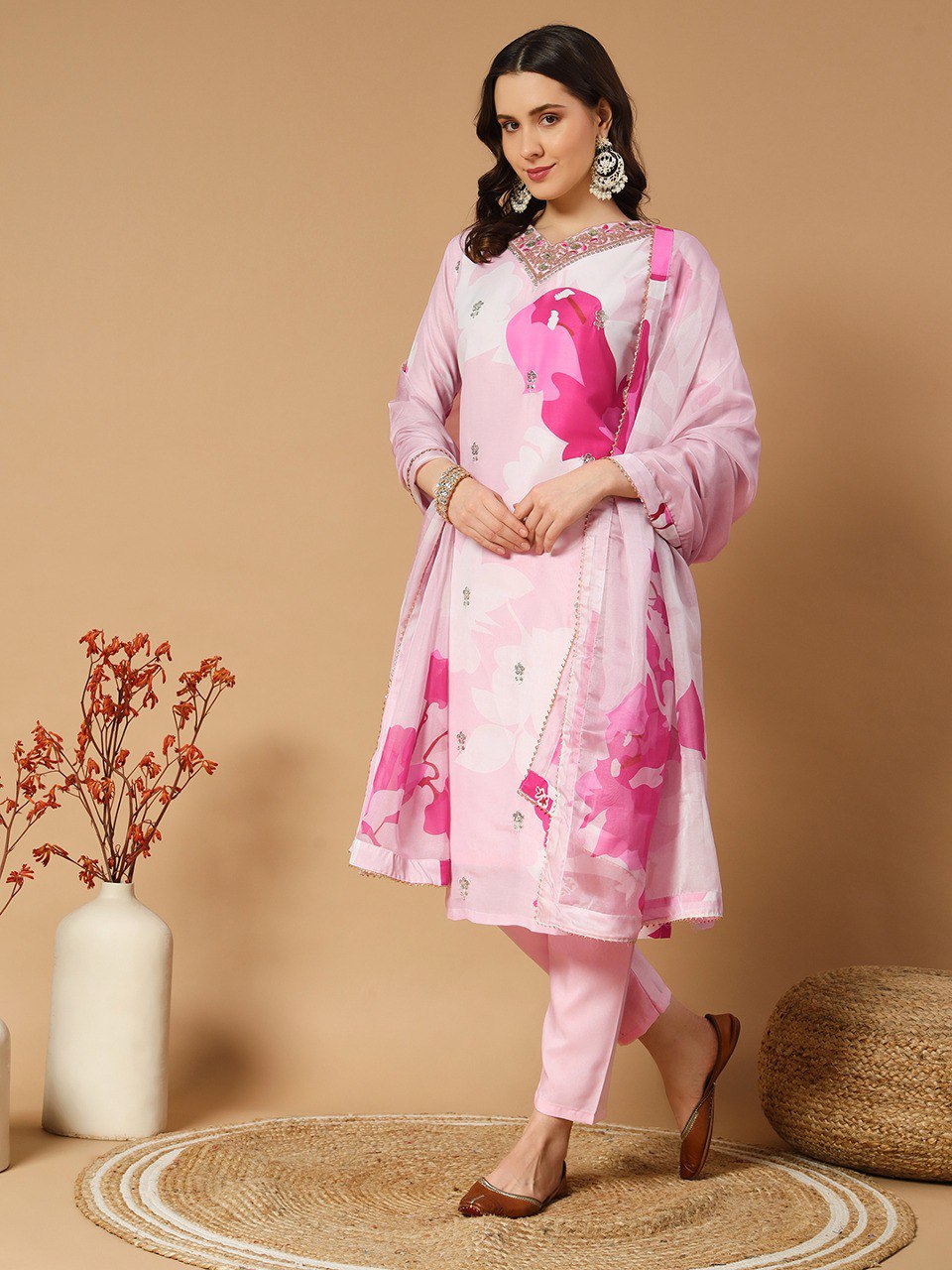 Muslin with Digital Print Kurta Pant Dupatta Set