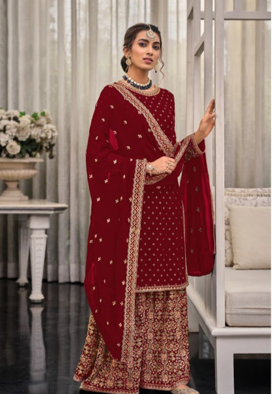 Unstitched Georgette with Embroidery Work and Sequence Work Suits