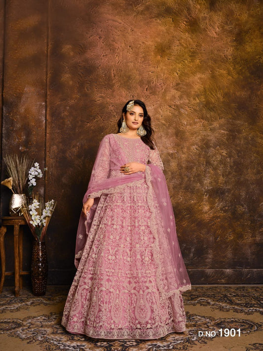 Vani Net with Coding Embroidery Unstitched Suits