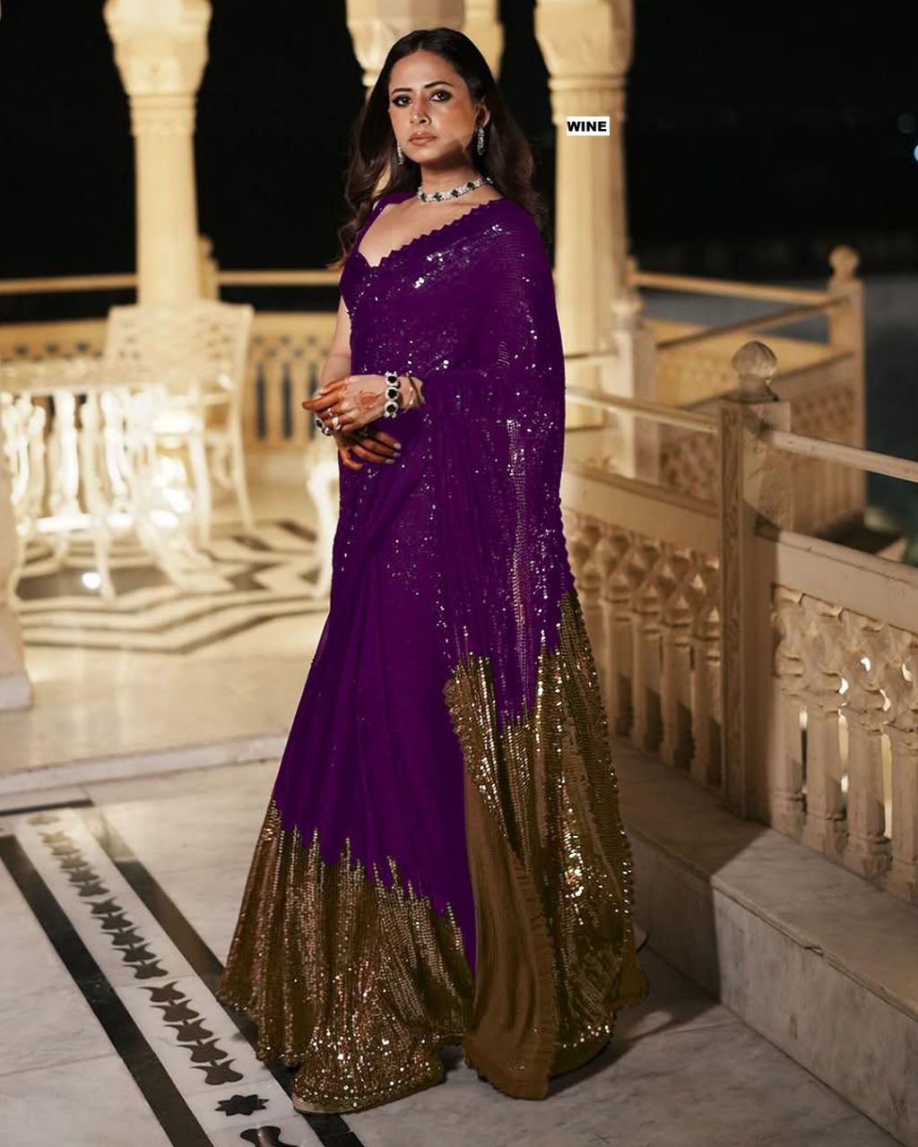 Sargun Mehta Saree of Heavy Quality 60 Gram Georgette