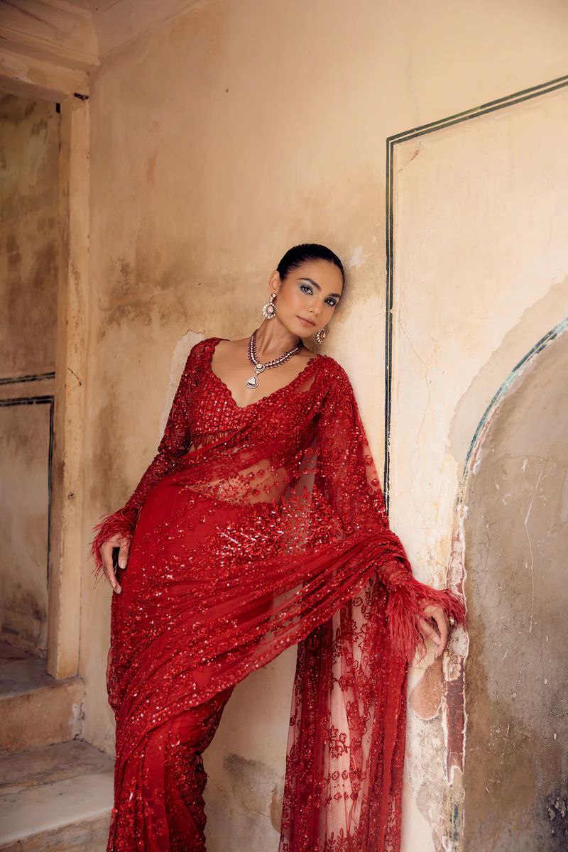 Trending Bollywood Blockbuster Sequins Design Heavy Butterfly Net