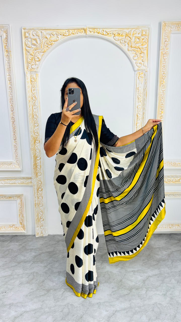 White Color Semi Gajji Silk Soft and Smooth Saree