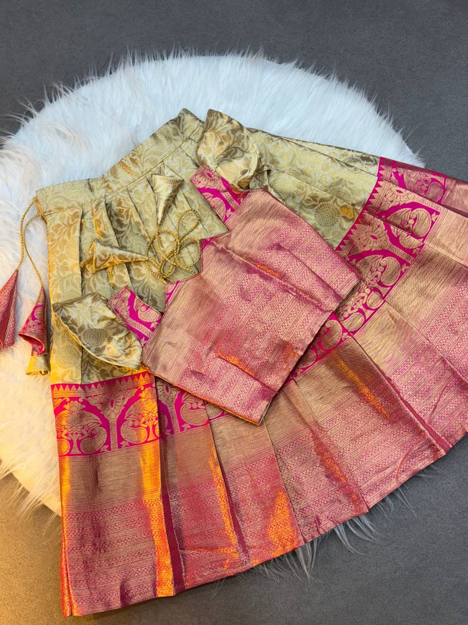 Designer Jacquard Weaving Kids Lehenga Choli