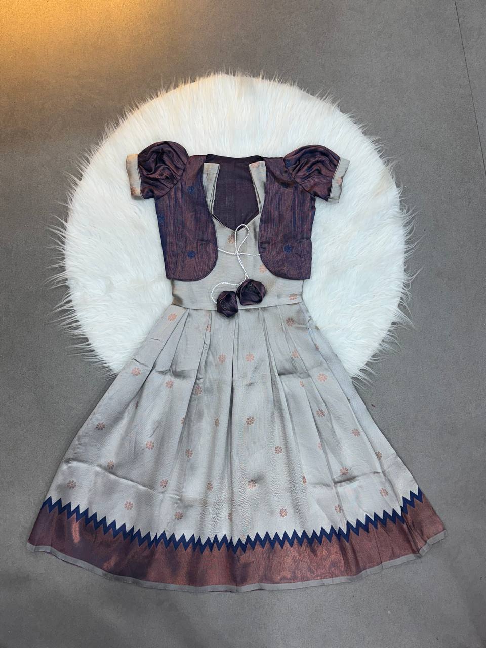 Kids Koti Gown with Jacquard Weaving & Embroidery