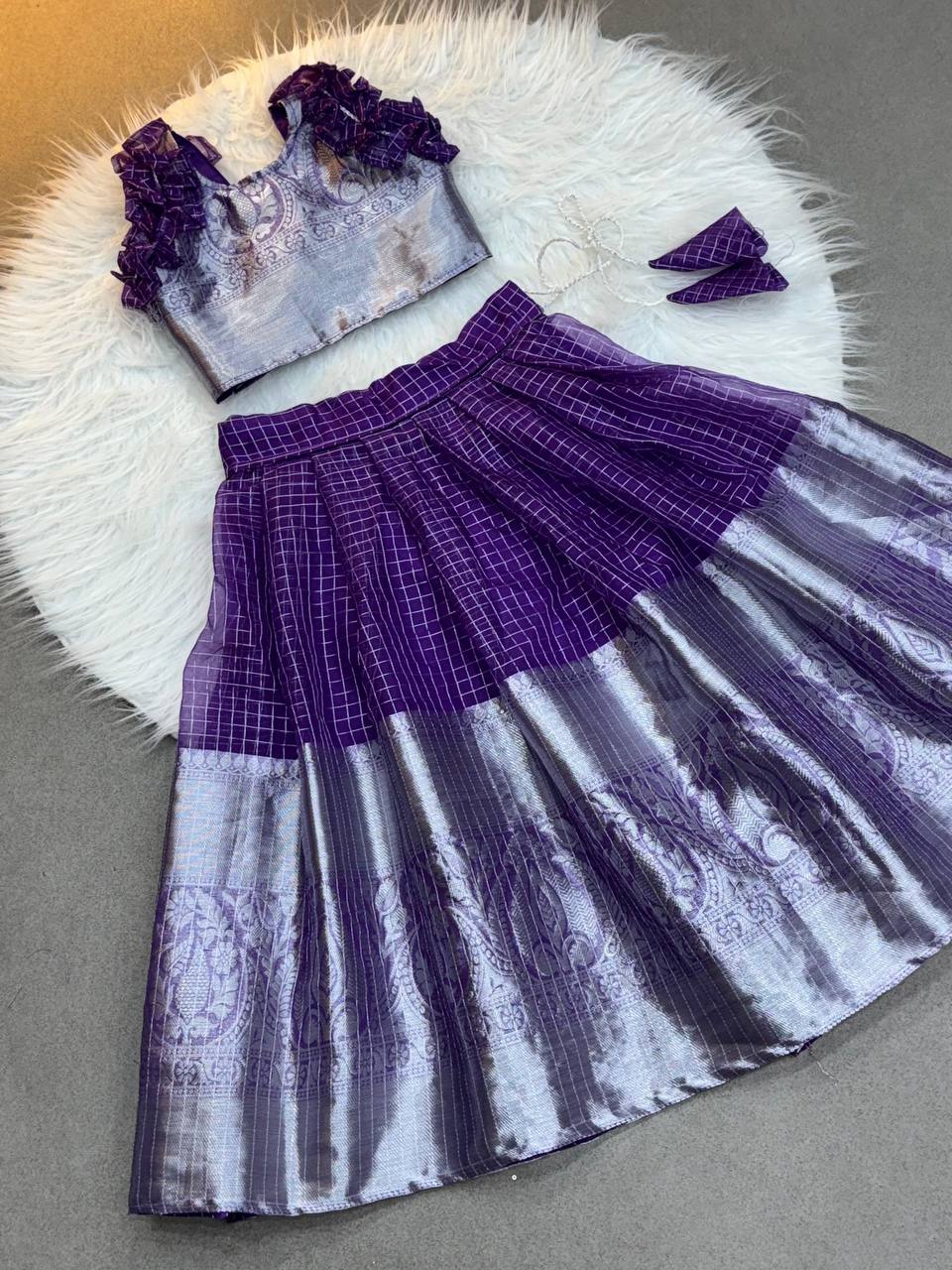Kids Organza Zari Lehenga Choli