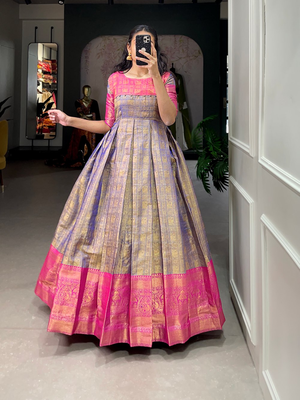 Festive Kanjivaram Zari Weaving Gown