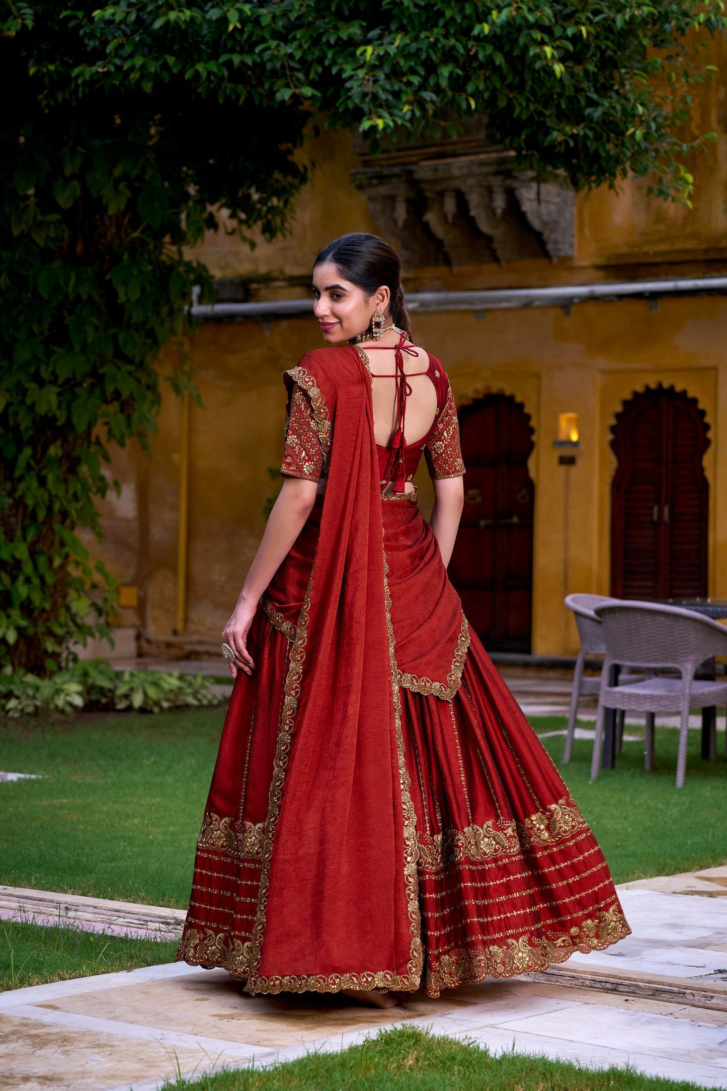Orange Lehenga Choli Crafted In Rangoli Silk With Intricate Embroidery & Sequins