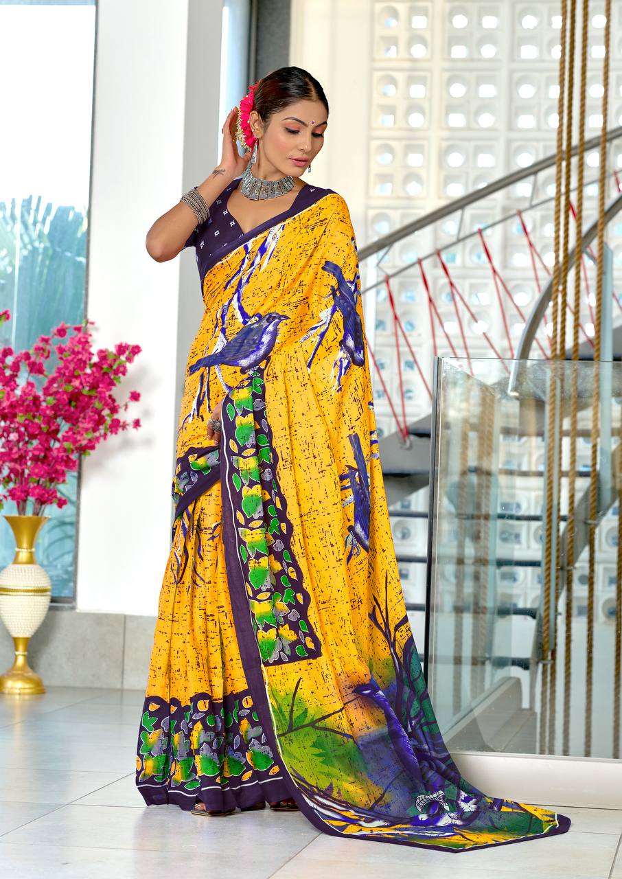 Heritage Hand Print Mulmul Cotton Sarees