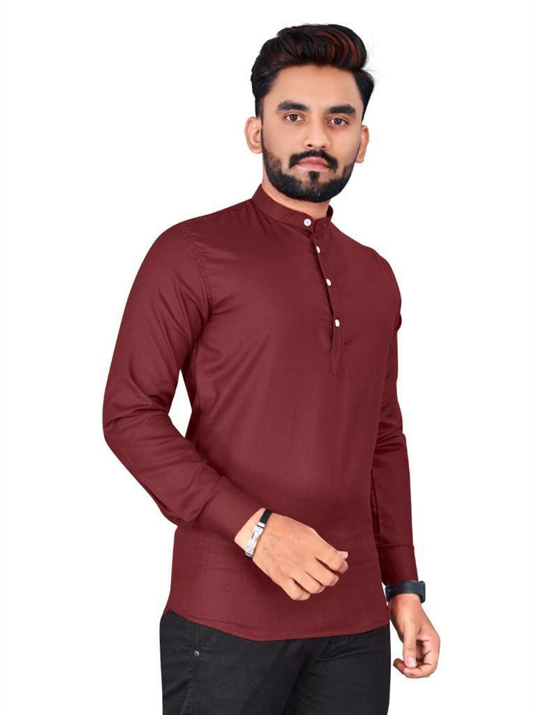 MAN'S SHORT KURTA Cotton Slub