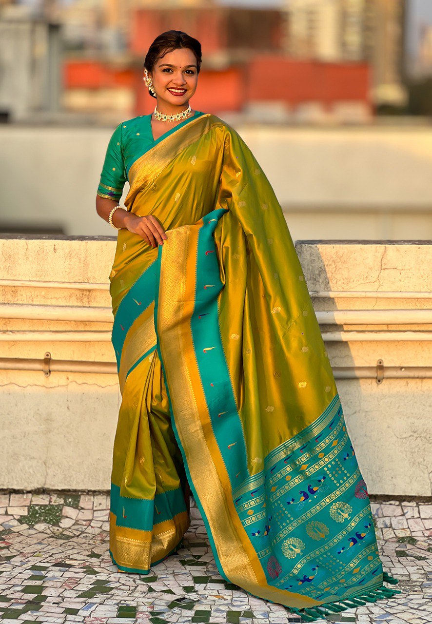 Soft Silk Rich Gold Zari Weaving Paithani Saree