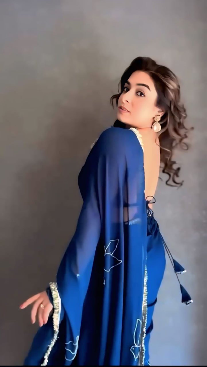 Soft N Blue Georgette Silk Ready To Wear Saree