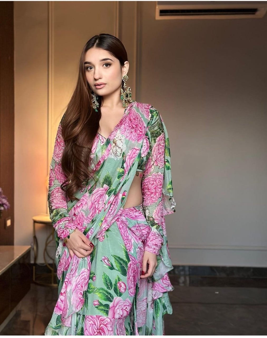 Chinon Silk Lehenga Saree Ready To Wear
