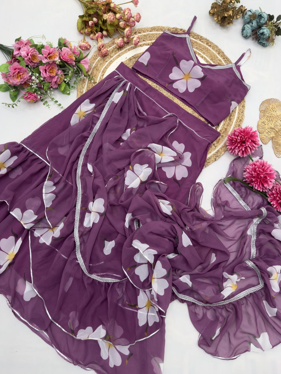 Digital Print Ready To Wear Lehenga Saree
