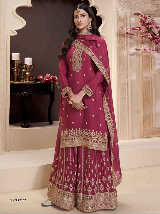 Multicolor Embroidery Work Suit With Plazo