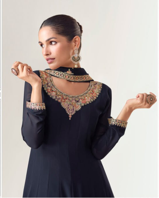 Georgette + Embroidery Work Gown