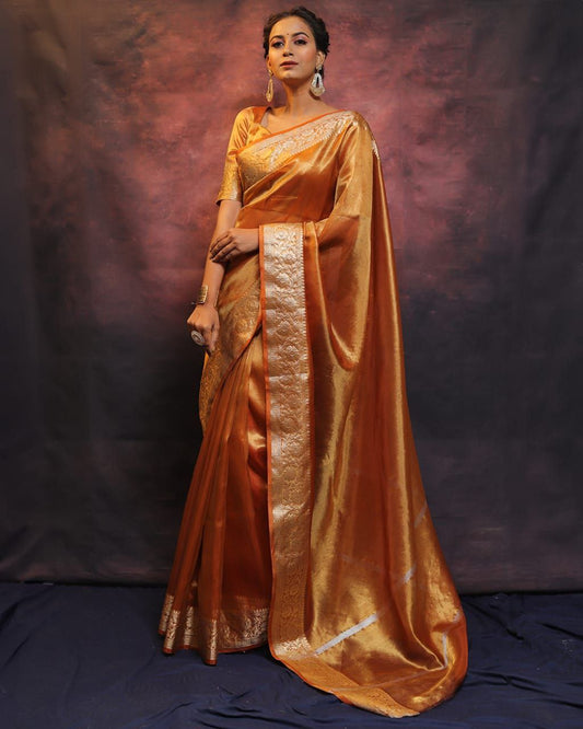 Banarasi Soft Dual Tone Tissue Silk Saree