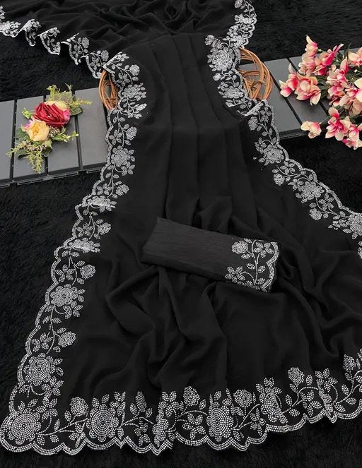 Georgette Saree with fancy swaroski