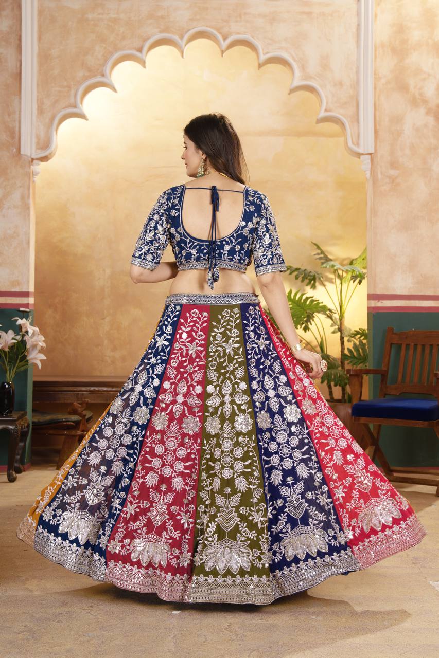 Multicolor Faux Georgette Lehenga Choli ON5053