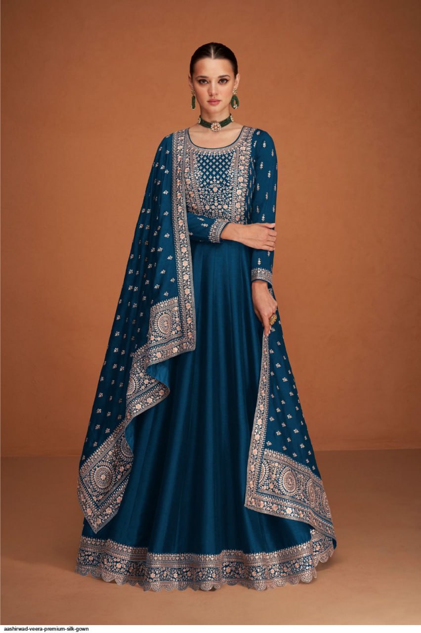 Semi Stitched Ashirwad eavy Vichitra with Siqwans and Embroidery Work